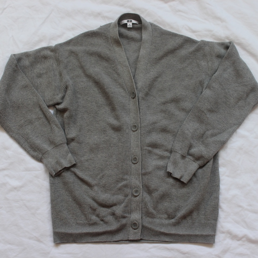 Uniqlo Women Medium Grey Cotton/Cashmere Cardigan